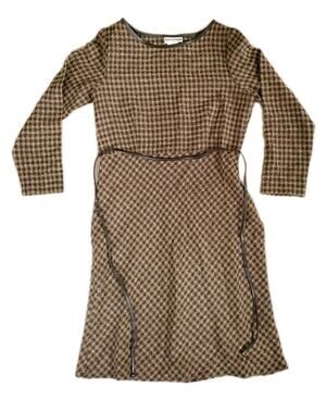 Decade Designs Y2K Dress Women 6P Petite Checker Brown 1990s Retro A-Line Nerd